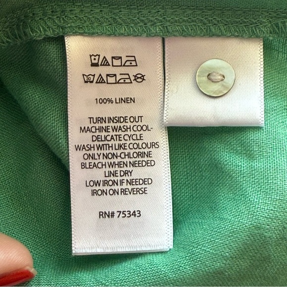 C&C California Women's M Basic Green Shirt Dress 100% Linen Beachy Minimalist - Picture 9 of 9